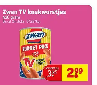 Kruidvat Zwan tv knakworstjes aanbieding