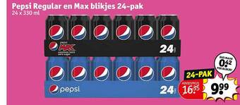 Kruidvat Pepsi regular en max blikjes 24-pak aanbieding