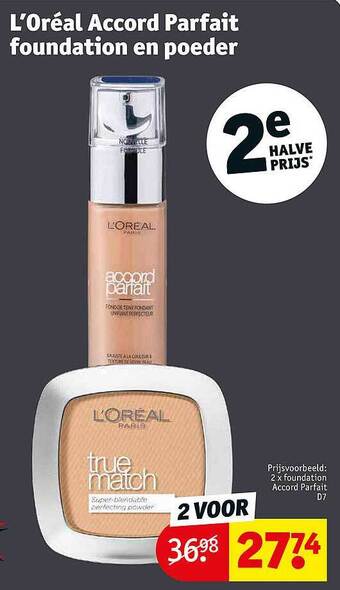 Kruidvat L'oréal accord parfait foundation en poeder aanbieding