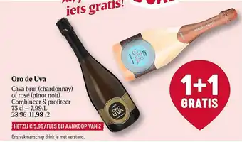 Delhaize Oro de uva cava brut of rosé aanbieding