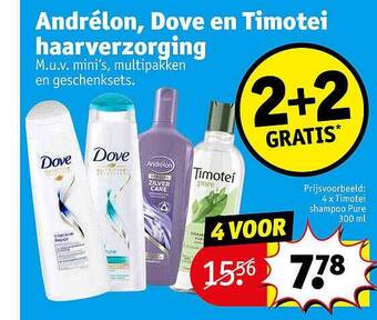 Kruidvat Andrélon, dove en timotei haarverzorging aanbieding