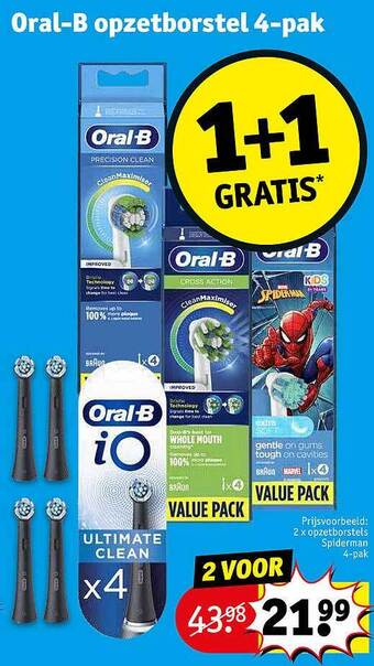 Kruidvat Oral-b opzetborstel 4-pak aanbieding