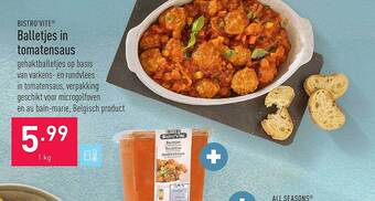 ALDI Bistro'vite balletjes in tomatensaus aanbieding