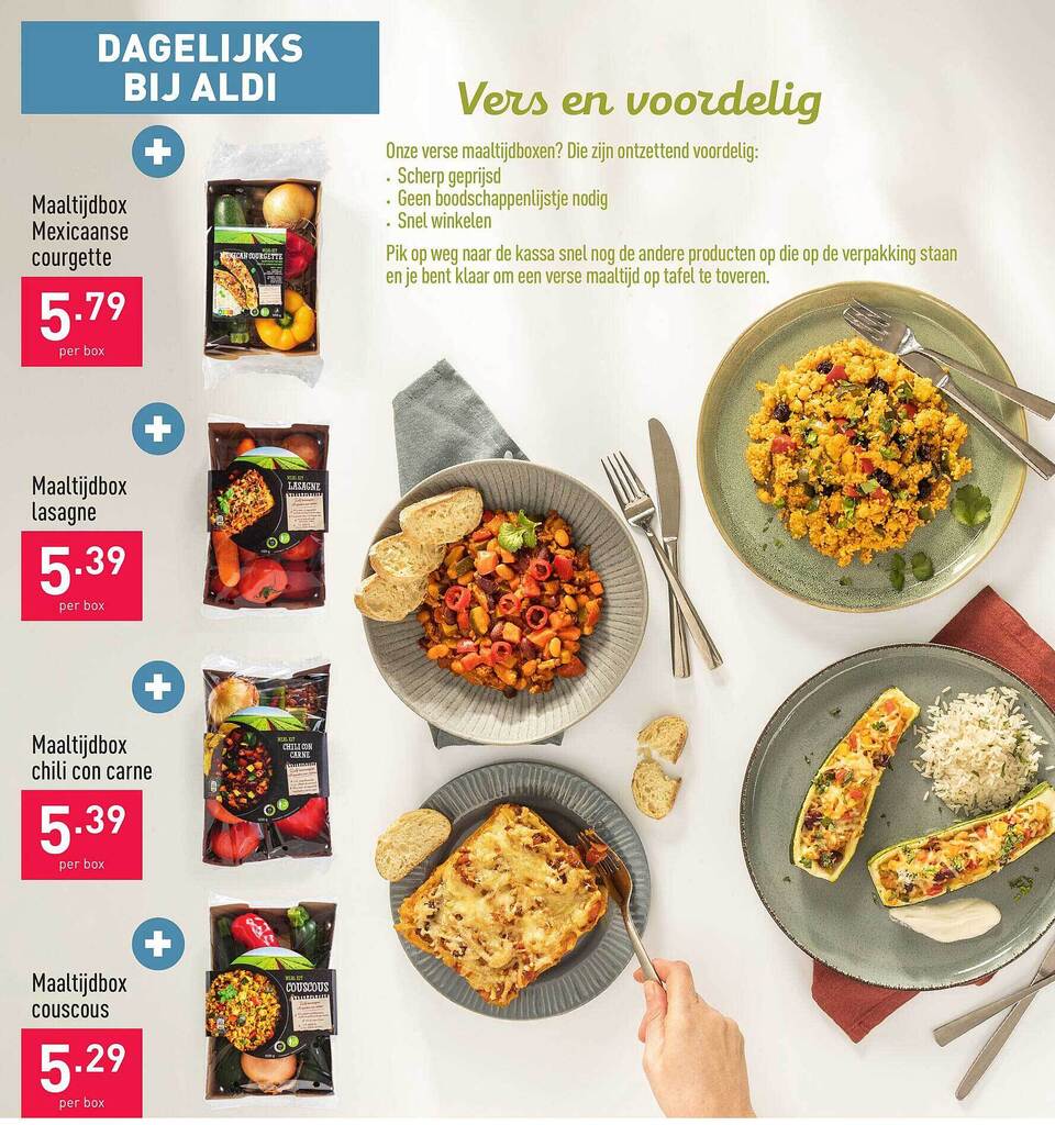 Maaltijdbox mexicaanse courgette, maaltijdbox lasagne, maaltijdbox