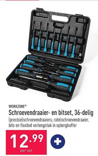 ALDI Workzone schroevendraaier- en bitset, 36-delig aanbieding