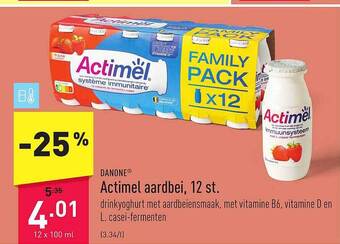 ALDI Danone actimel aardbei, 12 st aanbieding