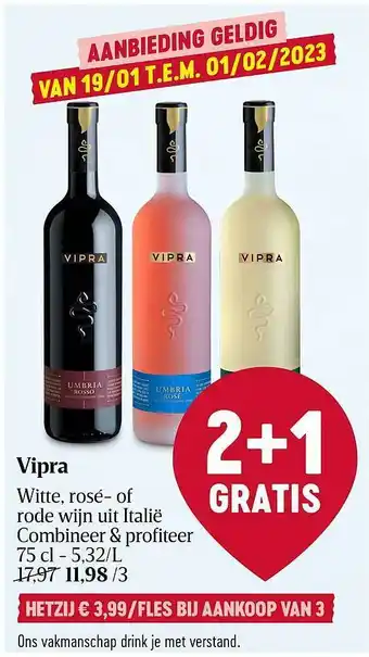 Delhaize Vipra witte, rosé- of rode wijn uit italië aanbieding