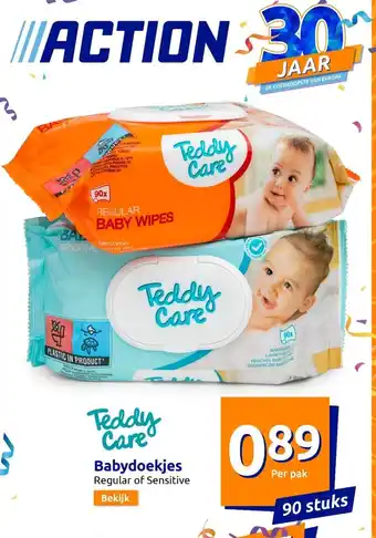 Action Babydoekjes regular of sensitive per pak aanbieding