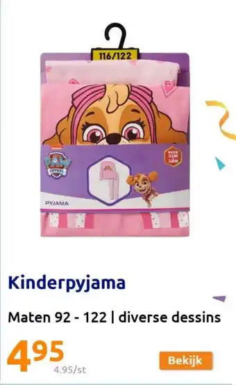 Kinderpyjama maten 92-122