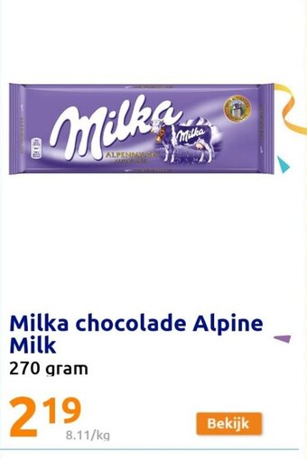 Action Milka chocolade alpine milk 270 gram aanbieding