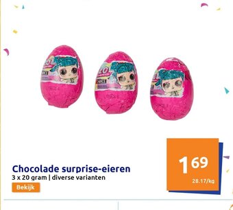 Action Chocolade surprise-eieren 3 x 20 gram aanbieding