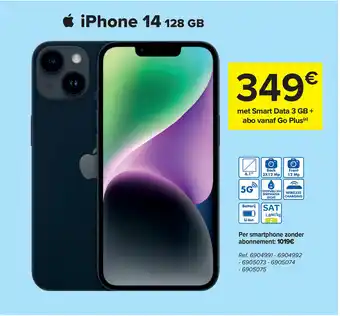 Carrefour iPhone 14 128GB ref. 6904991 - 6904992 - 6905073 - 6905074 - 6905075 aanbieding