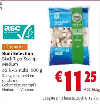 Colruyt Boni selection black tiger scampi medium 35 a 45 stuks 500g aanbieding