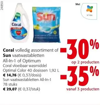 Colruyt Coral vloeibaar wasmiddel optimal color 40 dosissen 1,92L aanbieding