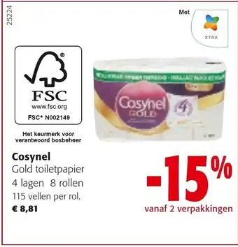Colruyt Cosynel gold toilet papier 4 lagen 8 rollen 115 vellen per rol. aanbieding