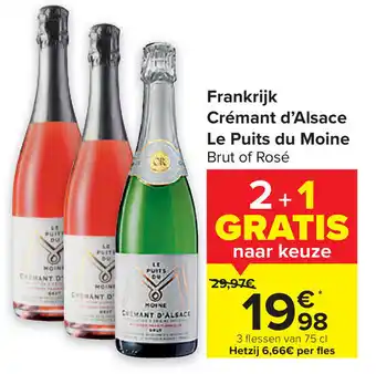 Frakrijk cremant d'alsace le puits du moine brut of rose 2+1 gratis
