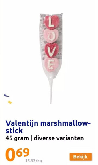 Action Valentijn marshmallow- stick aanbieding