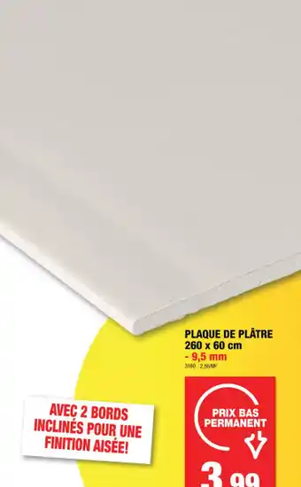 Plaque de platre 260 x 60 cm