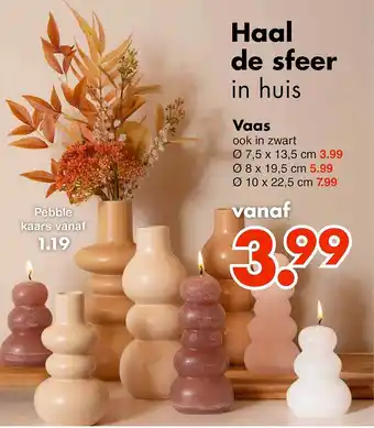Wibra Vaas, pebble kaars aanbieding