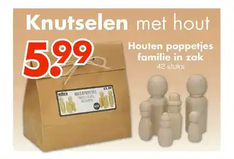 Houten poppetjes familie in zak