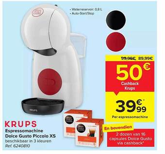 Carrefour Krups espressomachine dolce gusto piccolo xs aanbieding