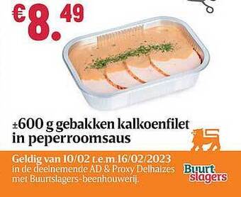 Buurtslagers Gebakken kalkoenfilet in peperroomsaus aanbieding