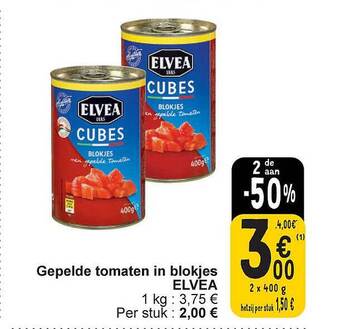 Cora Gepelde tomaten in blokjes elvea aanbieding