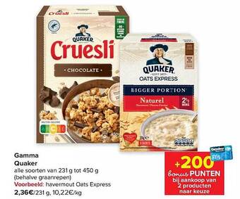 Carrefour Gamma quaker aanbieding