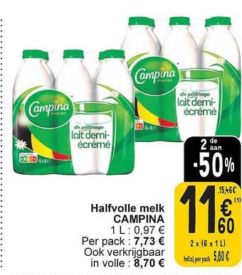 Cora Halfvolle melk campina aanbieding