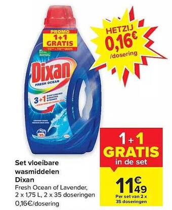 Carrefour Set vloeibare wasmiddelen dixan aanbieding