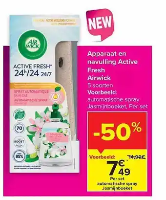 Carrefour Apparaat en navulling active fresh airwick aanbieding