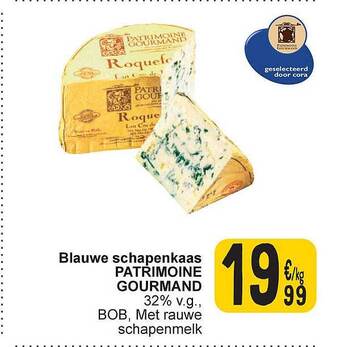 Cora Blauwe schapenkaas patrimoine gourmand aanbieding