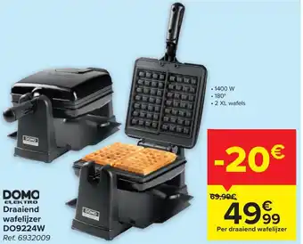 Carrefour Domo Elektro Draaiend wafelijzer DO9224W aanbieding