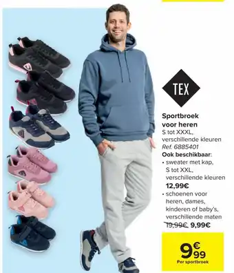Carrefour TEX Sportbroek voor heren S tot XXXL aanbieding