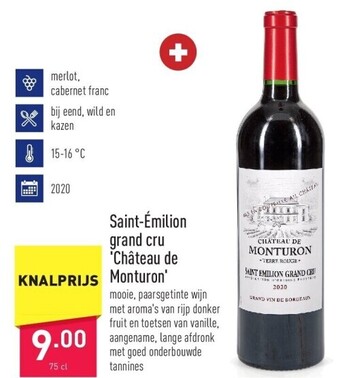 ALDI Saint-émilion grand cru 'château de monturon' aanbieding