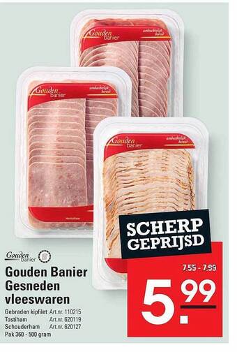Sligro Gouden banier gesneden vleeswaren aanbieding