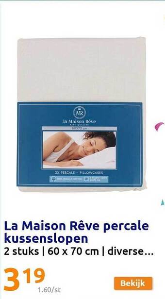 Action La maison rêve percale kussenslopen aanbieding