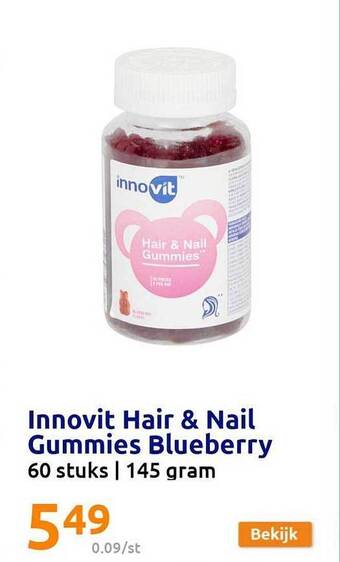 Action Innovit hair & nail gummies blueberry aanbieding