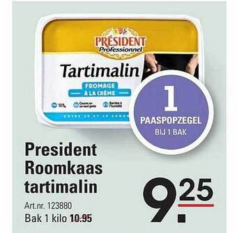 Sligro President roomkaas tartimalin aanbieding