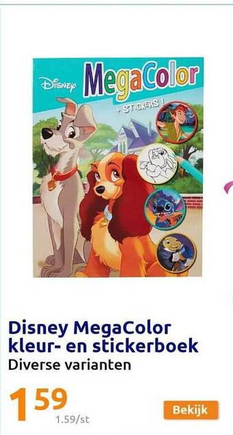 Action Disney megacolor kleur en stickerboek aanbieding