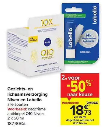 Carrefour Market Gezichts en lichaamsverzorging nivea en labello aanbieding