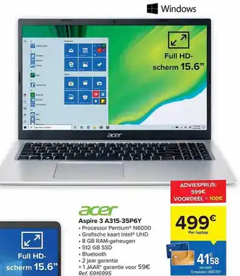 Carrefour Acer aspire 3 aanbieding