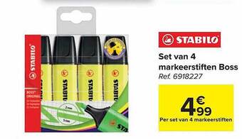 Carrefour Set van 4 markeerstiften boss aanbieding
