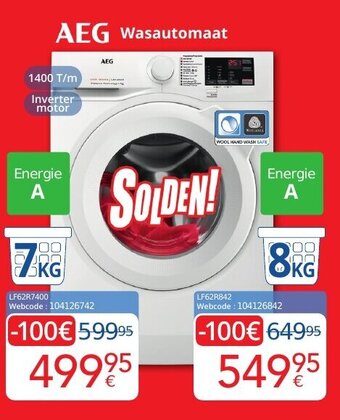 Eldi AEG wasautomaat 8kg LF62R842 webcode: 104126842 aanbieding