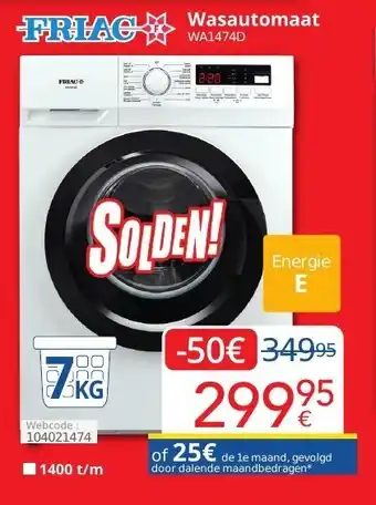Eldi Friac wasautomaat WA1474D 7kg webcode: 104021474 aanbieding