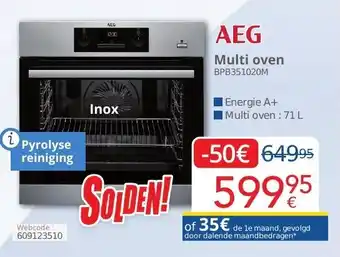 Eldi AEG multi oven BPB351020M 71L webcode: 609123510 aanbieding