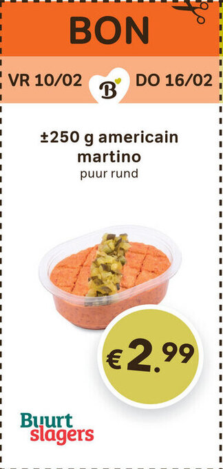 +/- 250g americain martino puur rund