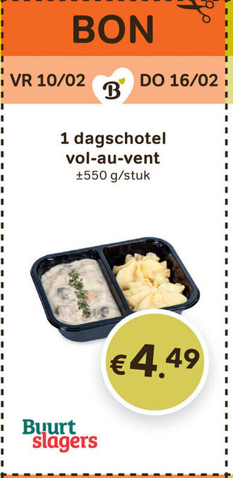 Bon Ap 1 dagschotel vol-au-vent +/- 550g/stuk aanbieding