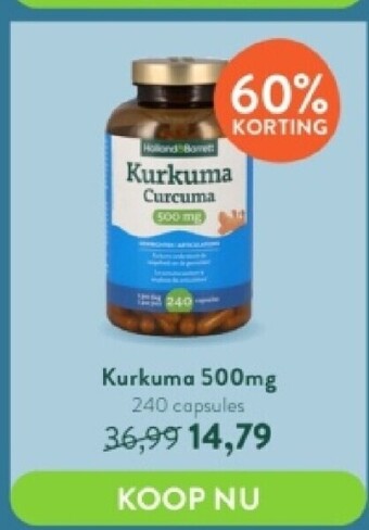 Holland & Barrett Kurkuma 500mg 240 capsules aanbieding