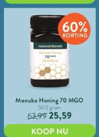 Holland & Barrett Manuka honing 70 mgo 500 gram aanbieding
